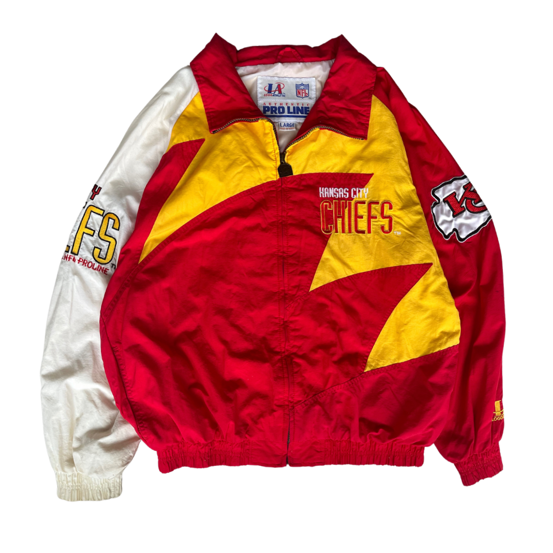 WESTSIDE STOREY VINTAGE | VINTAGE 90S LOGO ATHLETIC SHARKTOOTH KC CHIEFS WINDBREAKER JACKET - Westside Storey