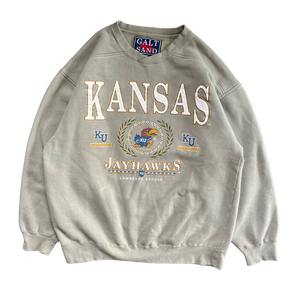 WESTSIDE STOREY VINTAGE | VINTAGE 90S KU JAYHAWKS SAGE GREEN SWEATSHIRT - Westside Storey