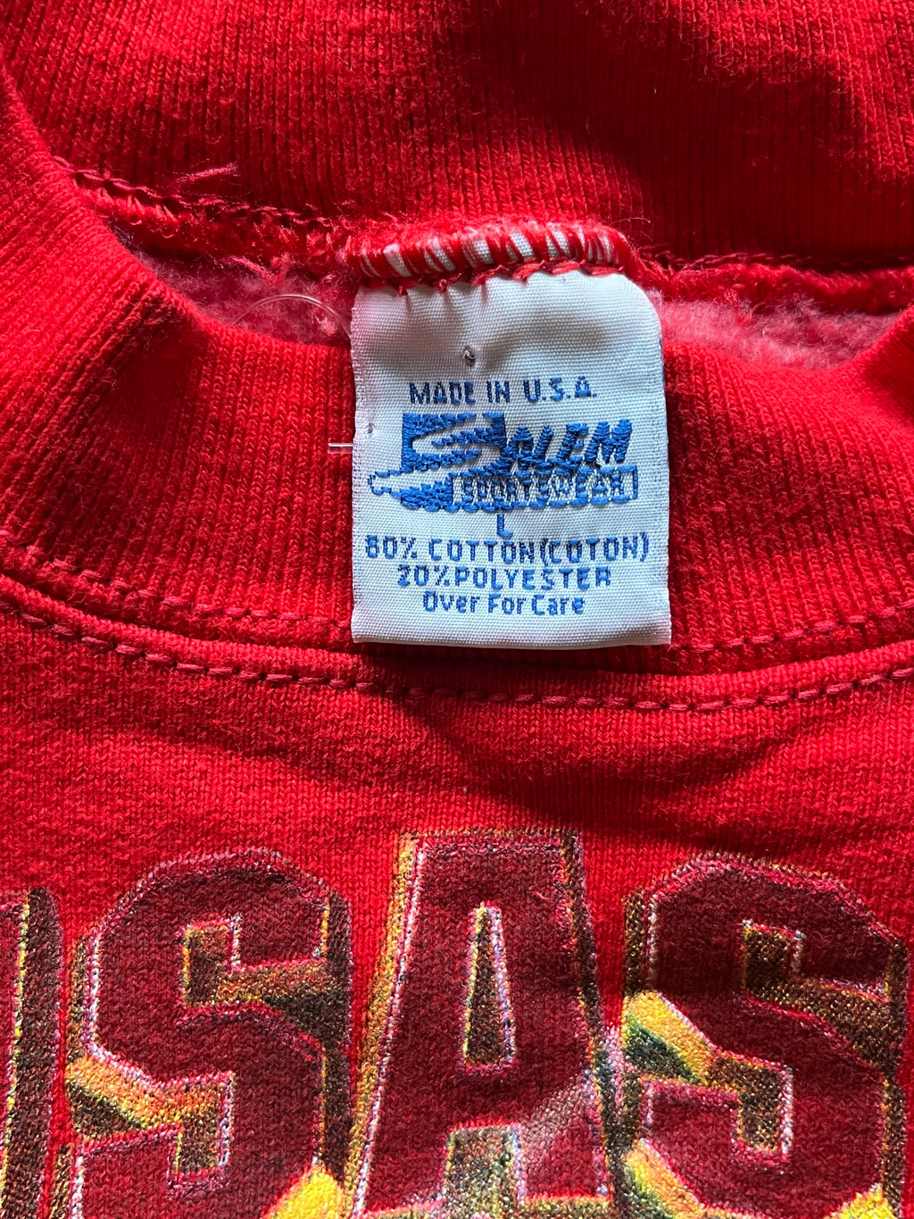 WESTSIDE STOREY VINTAGE | VINTAGE 1994 SALEM CRUSHING GREEN AOP HEAVY KC CHIEFS SWEATSHIRT - RED - Westside Storey