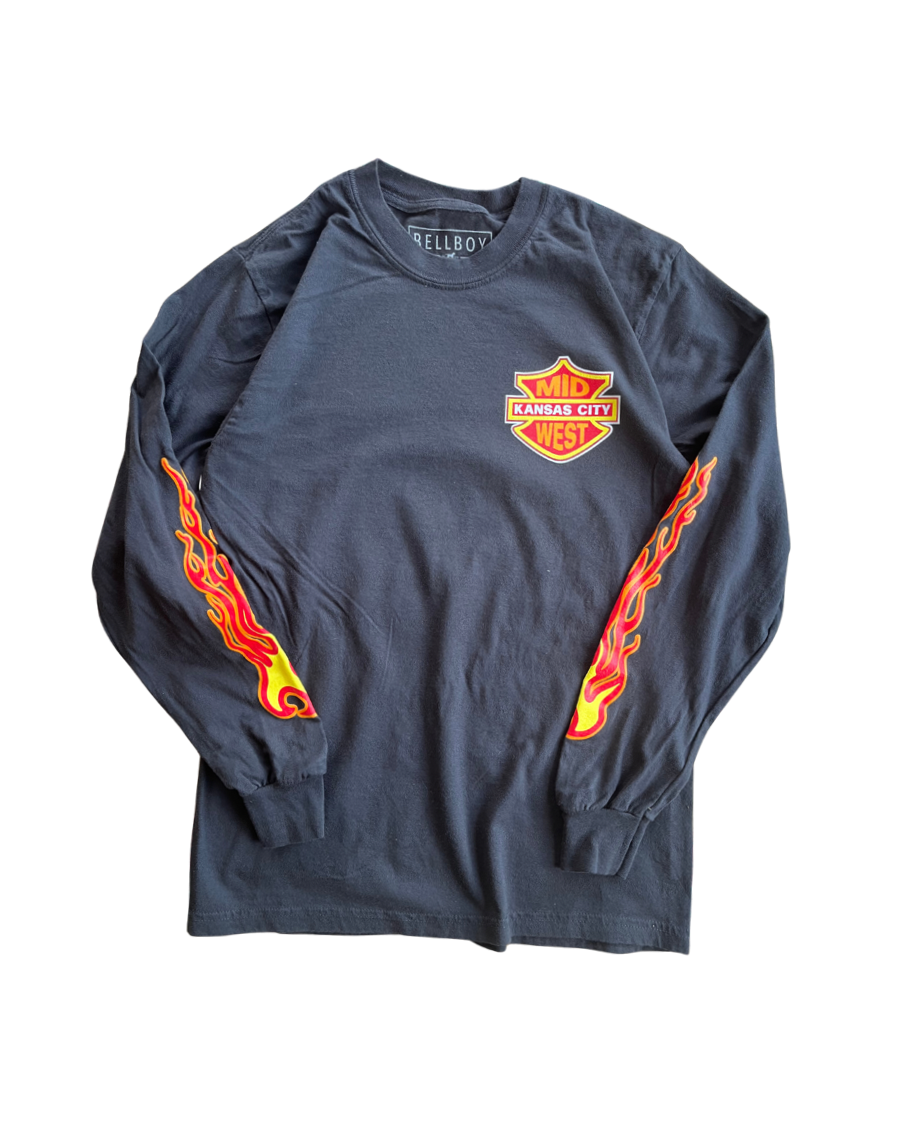 BELLBOY | KC MIDWEST FLAME LONG SLEEVE TEE - BLACK Bellboy Apparel