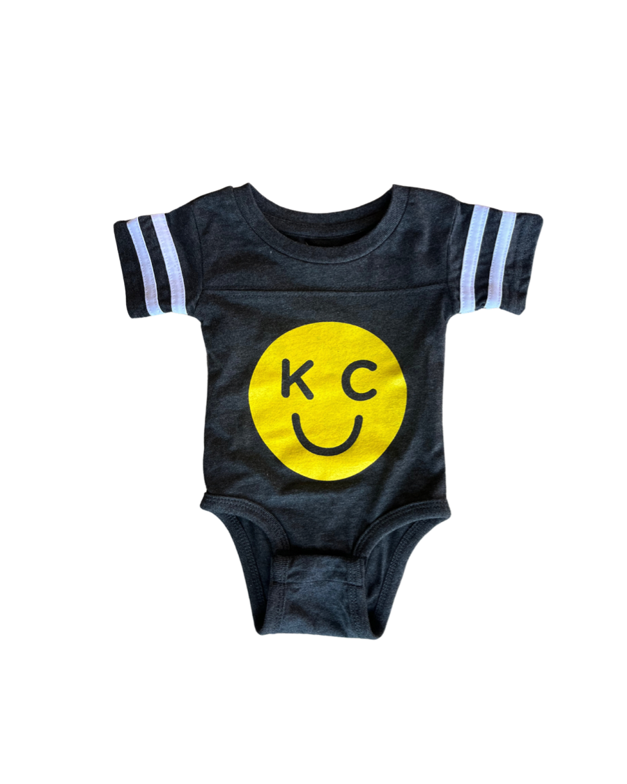 BELLBOY | KIDS KC SMILEY ONESIE - DARK GREY - Westside Storey