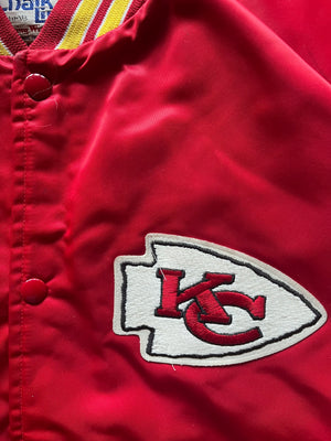 WESTSIDE STOREY VINTAGE | VINTAGE 90S SATIN SPELLOUT BACK KC CHIEFS BOMBER - Westside Storey