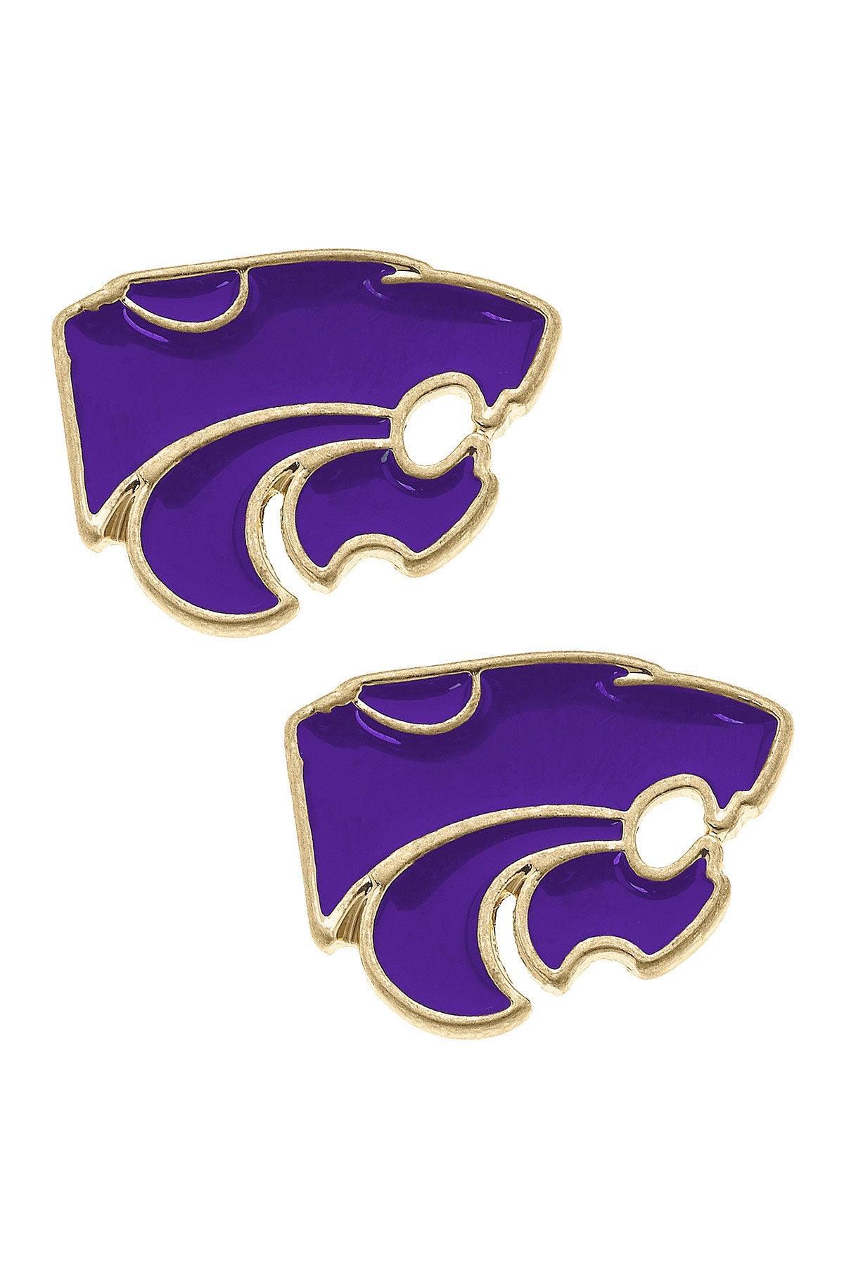 CANVAS STYLE | KANSAS STATE WILDCATS ENAMEL STUD EARRINGS - PURPLE - Westside Storey