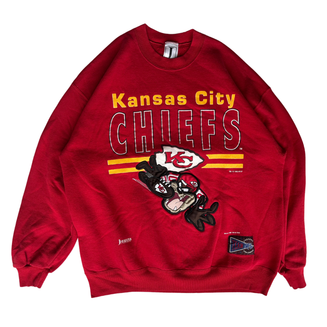 WESTSIDE STOREY VINTAGE | VINTAGE 1992 TAZ EMBROIDERED KC CHIEFS SWEATSHIRT - Westside Storey