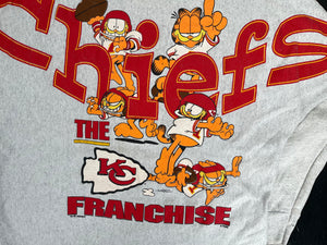 WESTSIDE STOREY VINTAGE | VINTAGE 90S RARE AOP GARFIELD KC CHIEFS SWEATSHIRT- GREY - Westside Storey