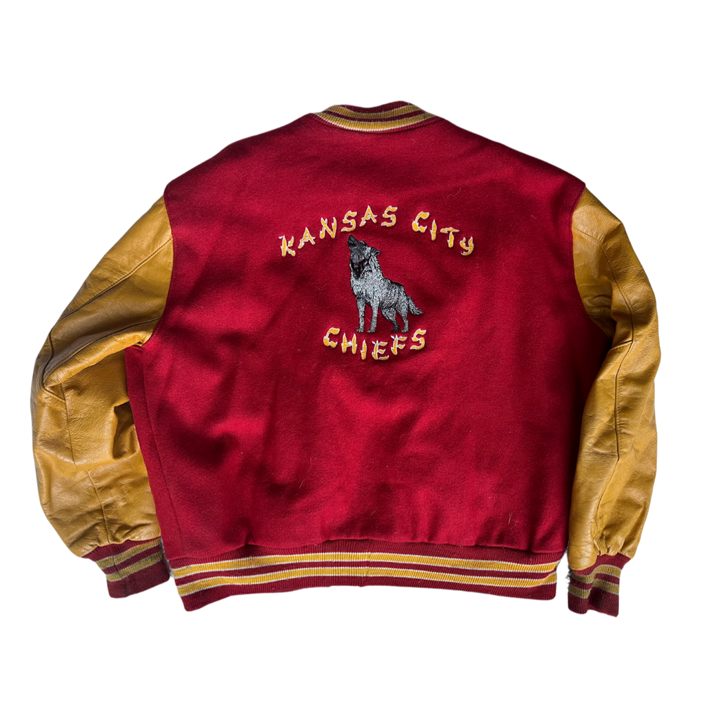 WESTSIDE STOREY VINTAGE | VINTAGE 80S KC CHIEFS LETTERMAN JACKET - Westside Storey