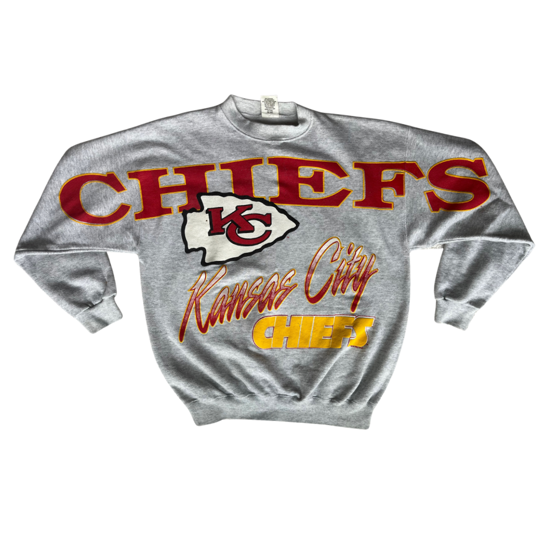 WESTSIDE STOREY VINTAGE | VINTAGE 90S CLIFF ENGLE SPELLOUT KC CHIEFS SWEATSHIRT - Westside Storey