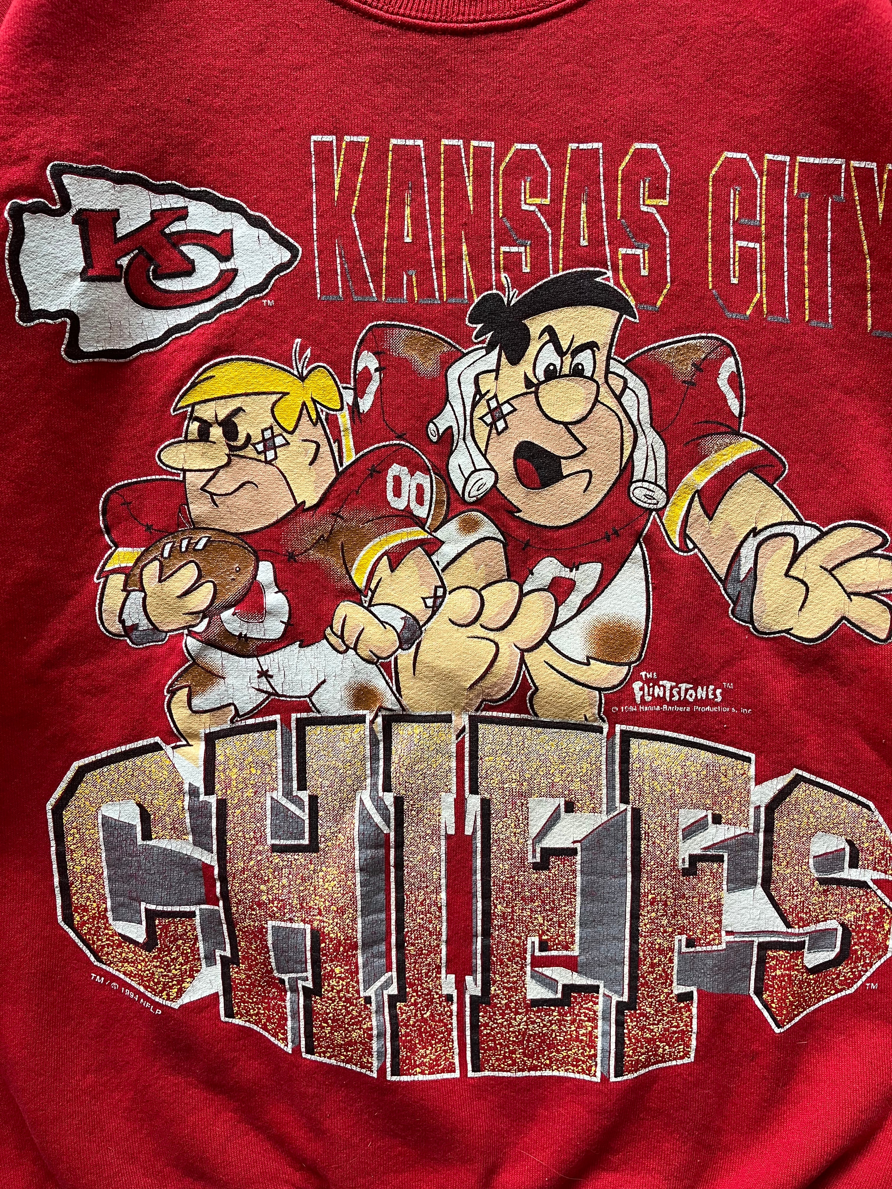 WESTSIDE STOREY VINTAGE | VINTAGE 90S FLINSTONES CHIEFS SWEATSHIRT- AS IS - Westside Storey