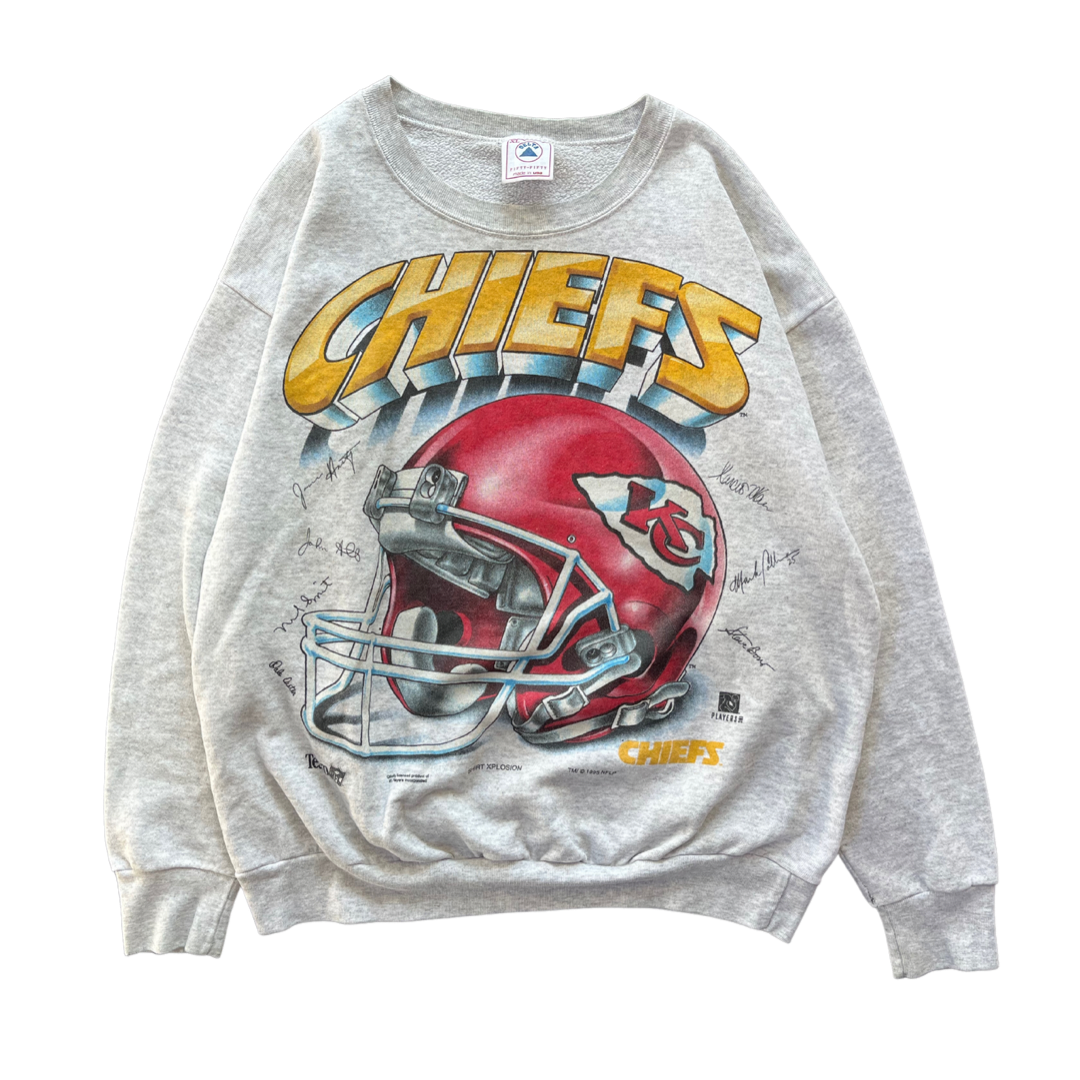 WESTSIDE STOREY VINTAGE | VINTAGE 90S FACSMILE HELMET KC CHIEFS SWEATSHIRT - GRAY - Westside Storey