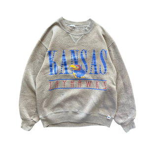 WESTSIDE STOREY VINTAGE | VINTAGE 90S RUSSELL KU JAYHAWKS SWEATSHIRT- MAUVE BROWN (AS-IS) - Westside Storey