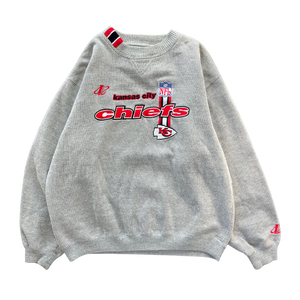WESTSIDE STOREY VINTAGE | VINTAGE 90S LOGO ATHLETIC PROLINE RIBBED KC CHIEFS SWEATSHIRT - GREY - Westside Storey