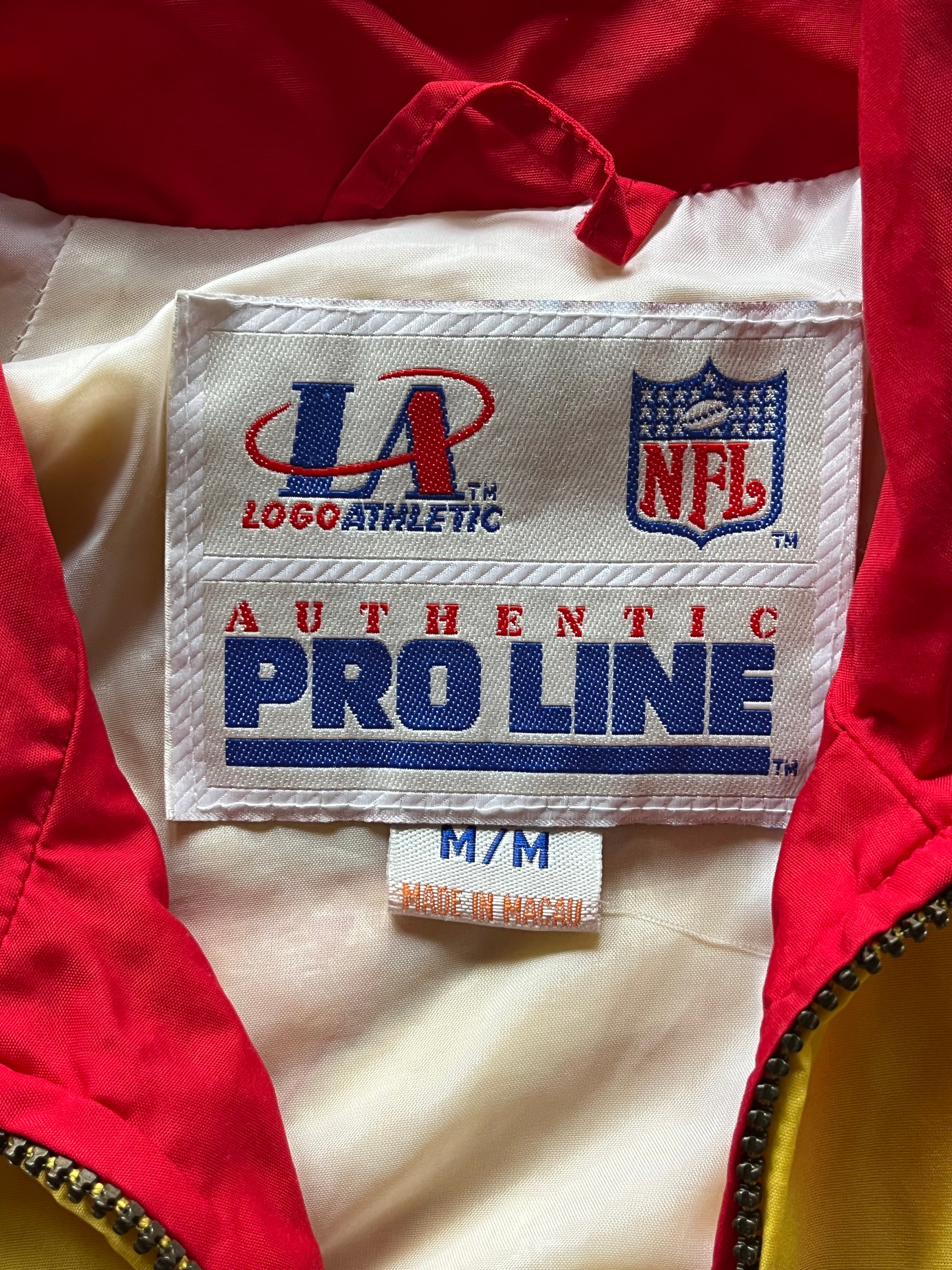 WESTSIDE STOREY VINTAGE | VINTAGE 90S PROLINE SHARKTOOTH KC CHIEFS WINDBREAKER JACKET - RED/YELLOW (AS-IS) - Westside Storey