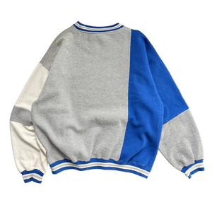 WESTSIDE STOREY VINTAGE | VINTAGE 90S KU JAYHAWKS HEAVY COLOR BLOCK GREY/BLUE/WHITE SWEATSHIRT - Westside Storey