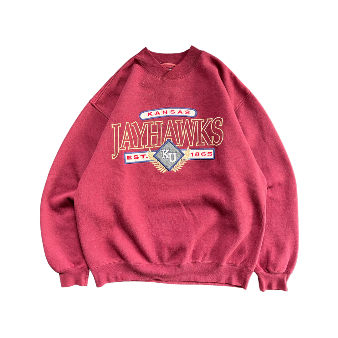 WESTSIDE STOREY VINTAGE | VINTAGE 90S KU JAYHAWKS MAROON HEAVY SWEATSHIRT - Westside Storey