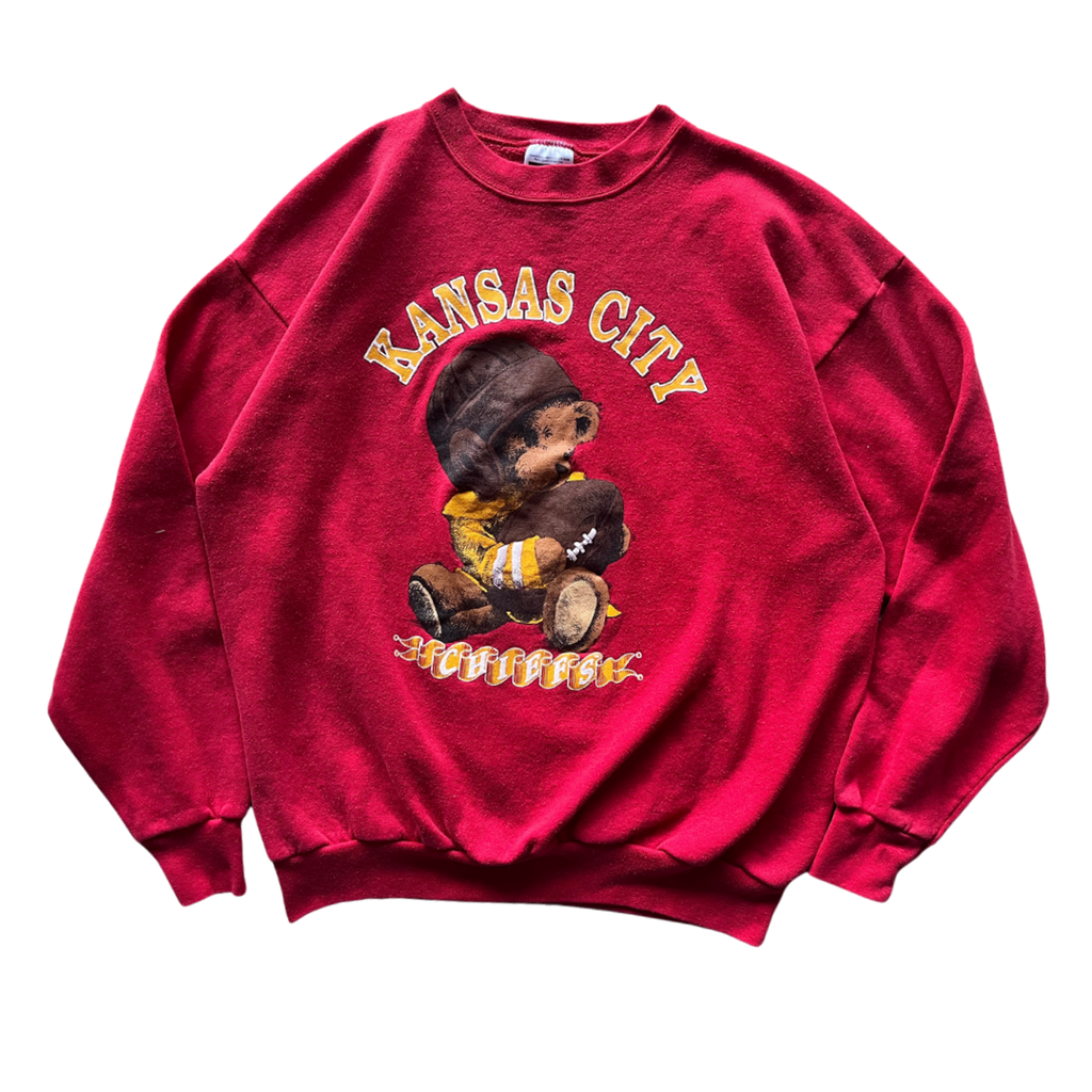 WESTSIDE STOREY VINTAGE | VINTAGE 90S TEDDY BEAR KC CHIEFS SWEATSHIRT - Westside Storey