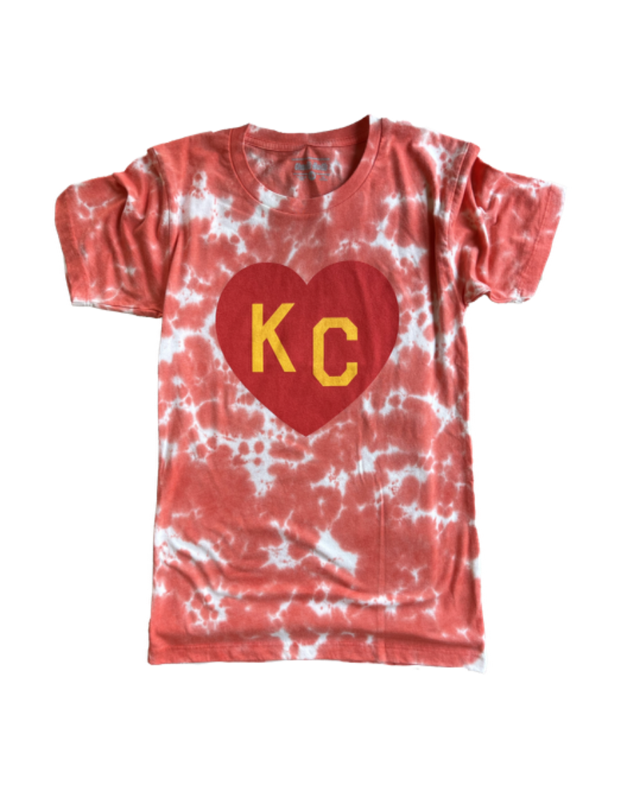 USA KC Heart Red Tie Dye Vintage T-Shirt