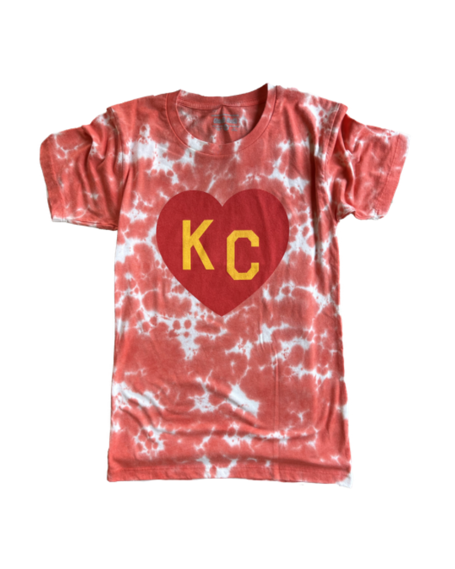 CHARLIE HUSTLE KC HEART RED TIE DYE T SHIRT