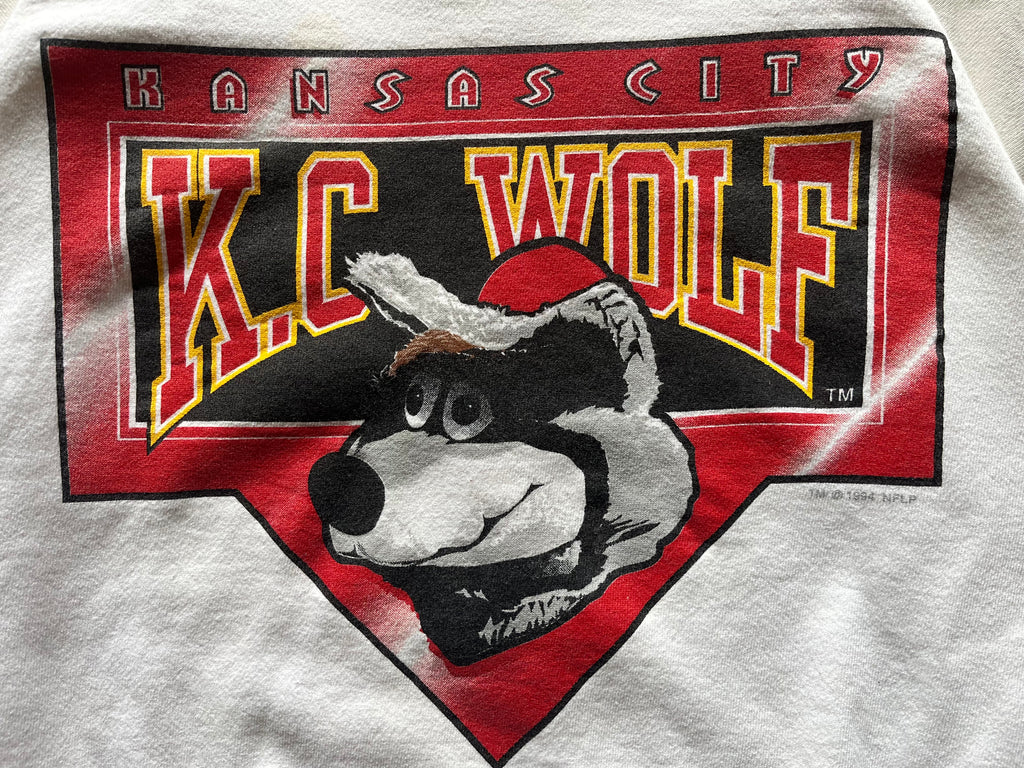 WESTSIDE STOREY VINTAGE | VINTAGE 1994 KC WOLF DOUBLE SIDED CHIEFS SWEATSHIRT - Westside Storey