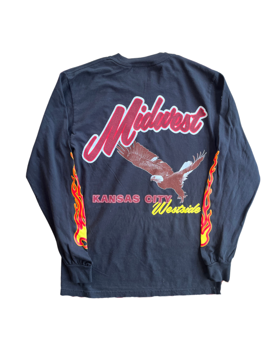 BELLBOY | KC MIDWEST FLAME LONG SLEEVE TEE - BLACK Bellboy Apparel