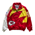 WESTSIDE STOREY VINTAGE | VINTAGE 90S PROLINE SHARKTOOTH KC CHIEFS WINDBREAKER JACKET - RED/YELLOW (AS-IS) - Westside Storey