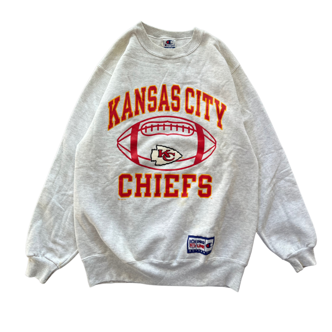 WESTSIDE STOREY VINTAGE | VINTAGE 90S CHAMPION KC CHIEFS SWEATSHIRT - GRAY - Westside Storey