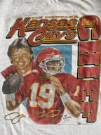 WESTSIDE STOREY VINTAGE | VINTAGE 90S KC CHIEFS JOE MONTANA CHARACTER T-SHIRT - GRAY - Westside Storey