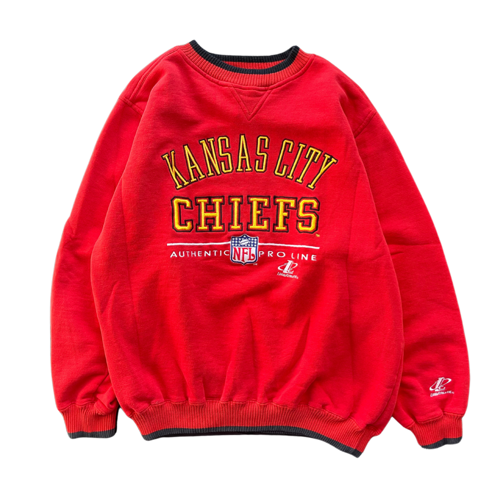 WESTSIDE STOREY VINTAGE | VINTAGE 90S PROLINE EMBROIDERED KC CHIEFS SWEATSHIRT - RED - Westside Storey