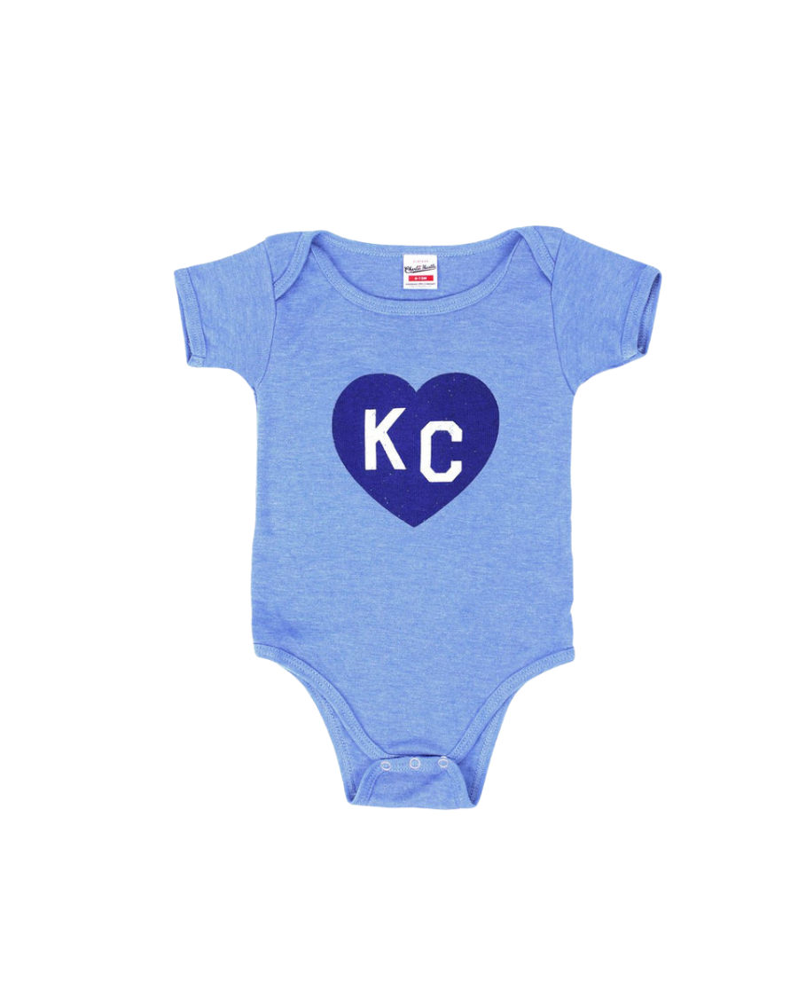 CHARLIE HUSTLE | KIDS KC HEART ONESIE - LIGHT BLUE - Westside Storey