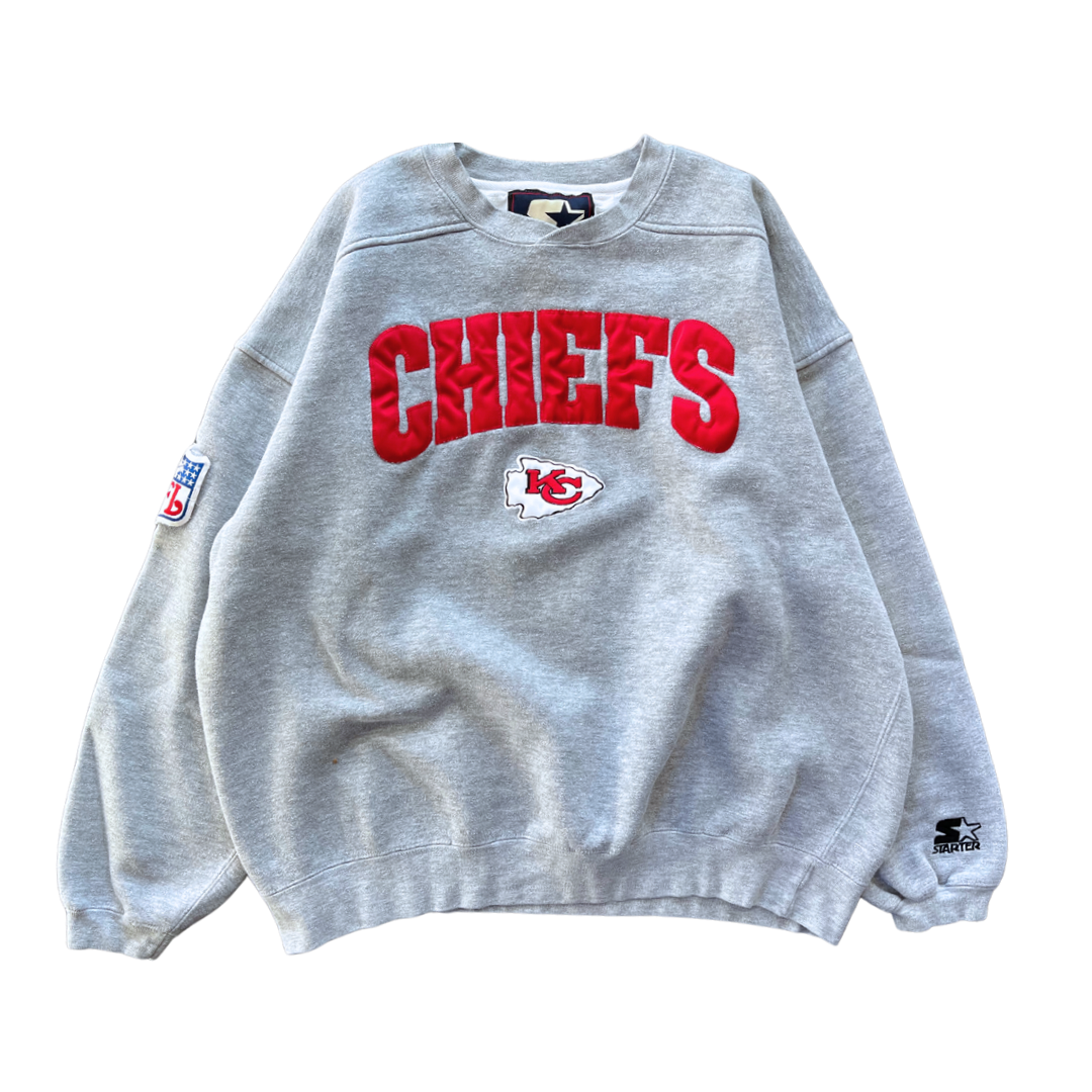 WESTSIDE STOREY VINTAGE | VINTAGE 90S STARTER STITCHED KC CHIEFS SWEATSHIRT - GRAY - Westside Storey