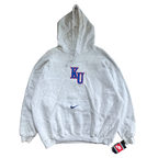 WESTSIDE STOREY VINTAGE | VINTAGE 90S KU JAYHAWKS NIKE MIDDLE SWOOSH DEADSTOCK NWT GREY HOODIE SWEATSHIRT - Westside Storey