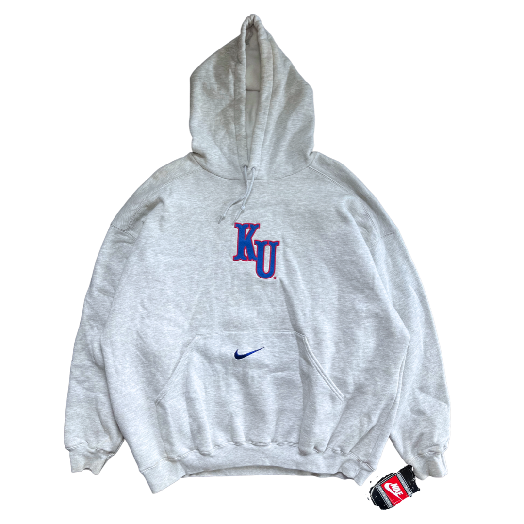 Grey nike discount hoodie middle swoosh