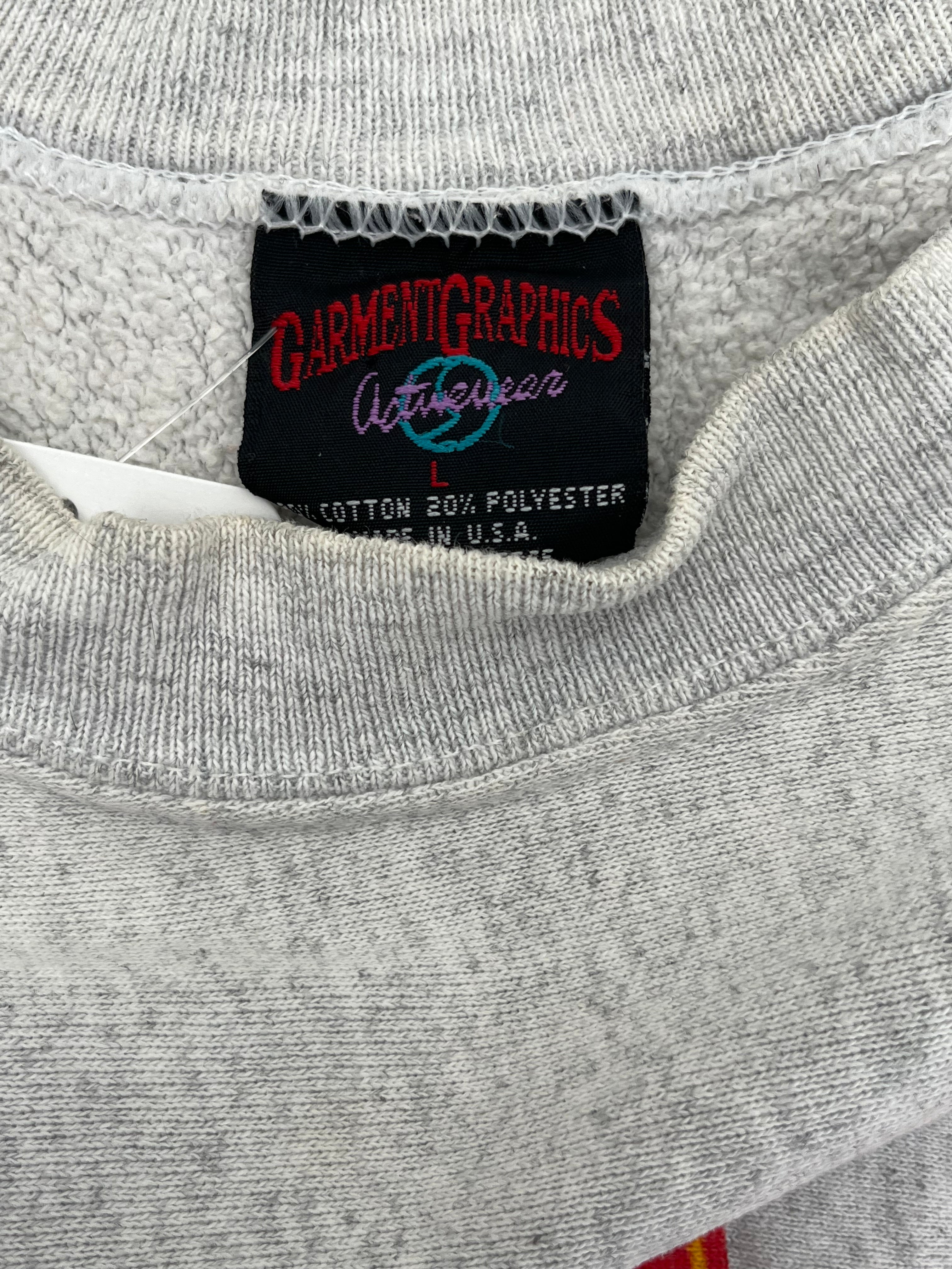 WESTSIDE STOREY VINTAGE | VINTAGE 90S RARE AOP GARFIELD KC CHIEFS SWEATSHIRT- GREY - Westside Storey