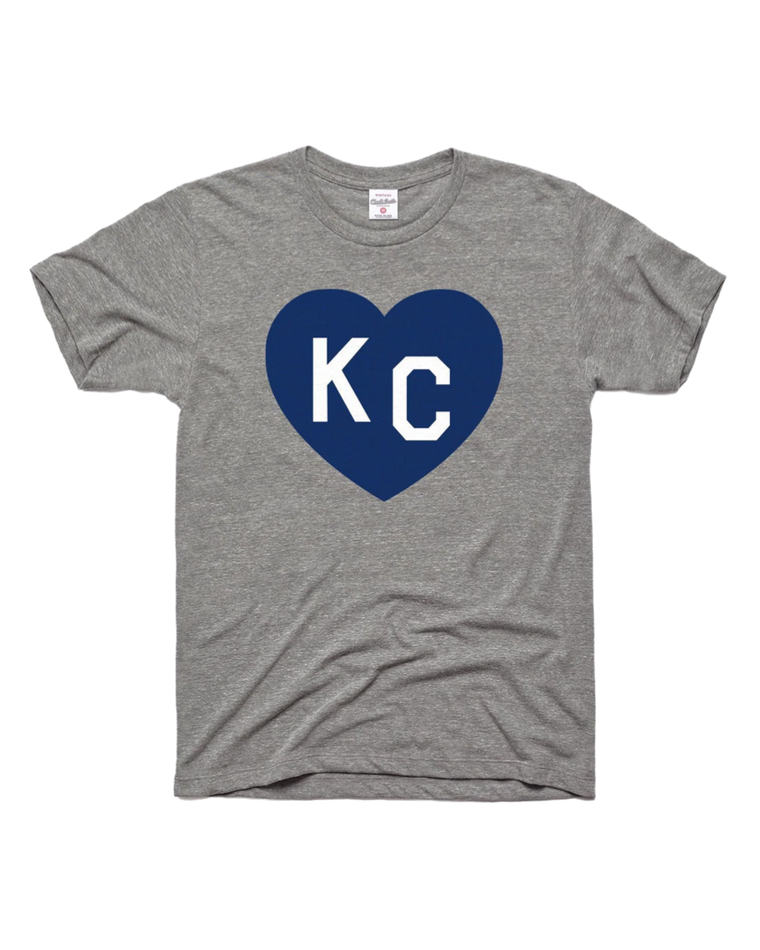 CHARLIE HUSTLE | KC HEART T-SHIRT - GREY & NAVY