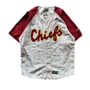 WESTSIDE STOREY VINTAGE | VINTAGE 90S STITCHED MIRAGE KC CHIEFS BASEBALL JERSEY- AS IS - Westside Storey