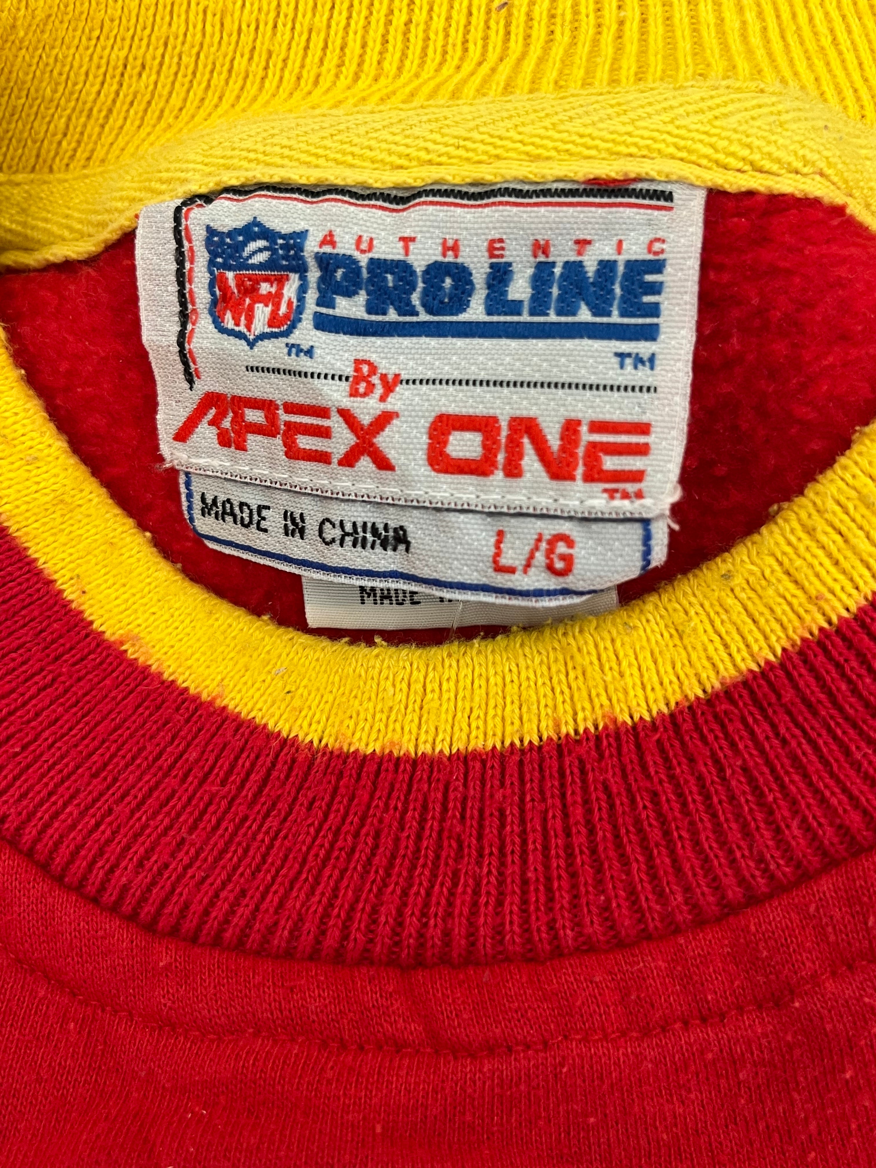 WESTSIDE STOREY VINTAGE | VINTAGE 90S APEX PATCH EMBROIDERED RIBBED COLLAR KC CHIEFS SWEATSHIRT- RED - Westside Storey