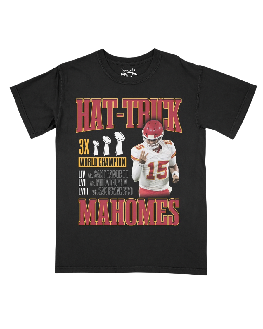 SQUINTS APPAREL | HAT TRICK MAHOMES T-SHIRT - BLACK - Westside Storey