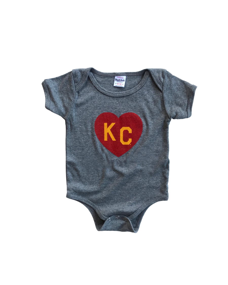 CHARLIE HUSTLE | KIDS KC HEART ONESIE - GREY/RED/YELLOW - Westside Storey
