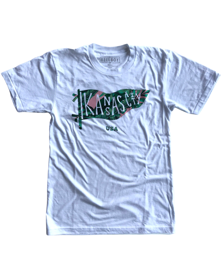 BELLBOY | KC PENNANT T-SHIRT - WHITE/PALM TREE - Westside Storey