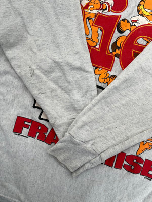 WESTSIDE STOREY VINTAGE | VINTAGE 90S RARE AOP GARFIELD KC CHIEFS SWEATSHIRT- GREY - Westside Storey