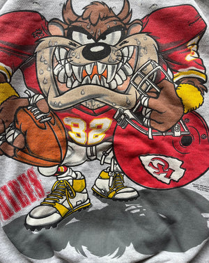 WESTSIDE STOREY VINTAGE | VINTAGE 1994 TAZ AOP KC CHIEFS SWEATSHIRT - Westside Storey