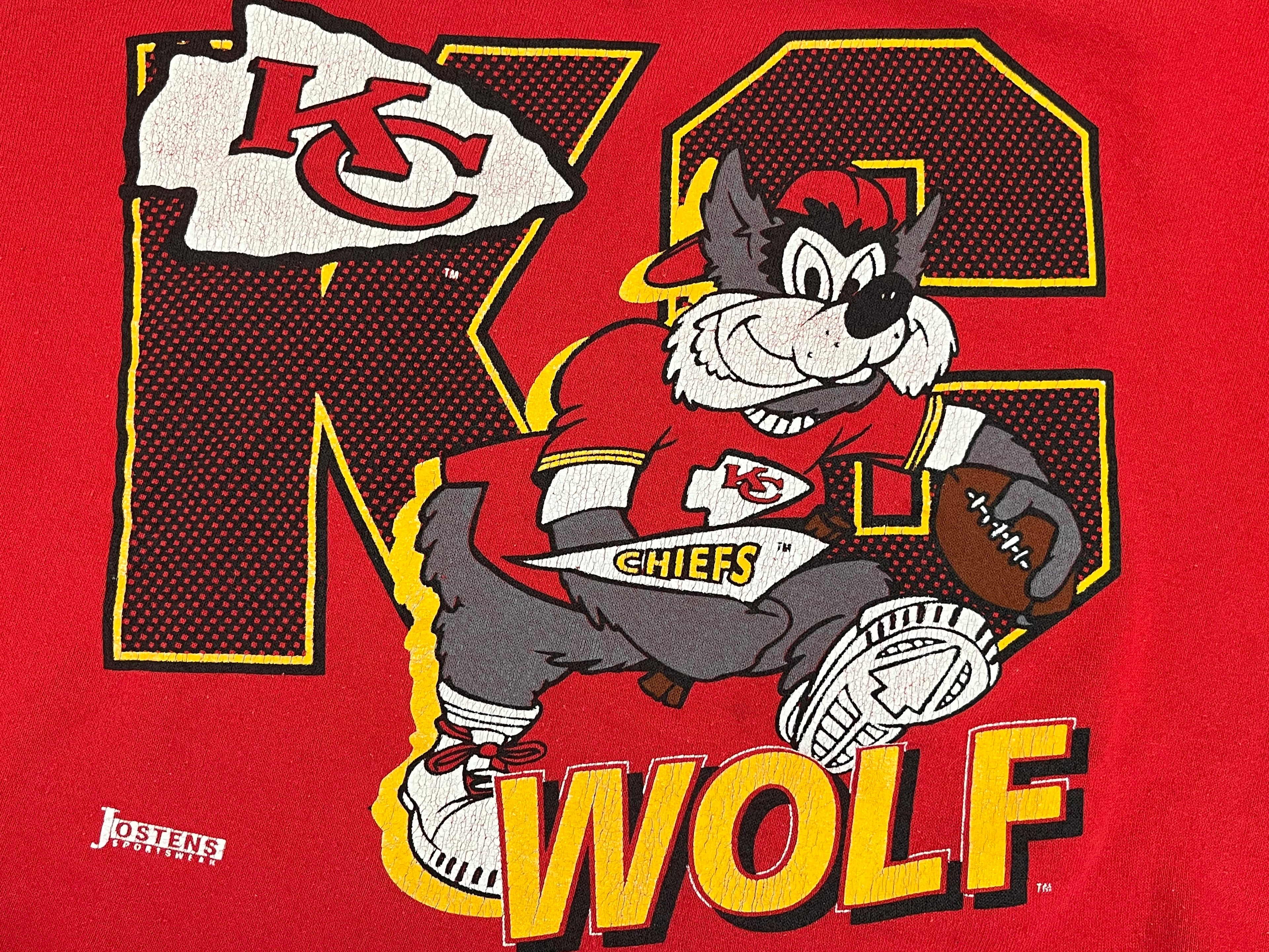 WESTSIDE STOREY VINTAGE | VINTAGE 90S KC WOLF CHIEFS SWEATSHIRT- RED - Westside Storey