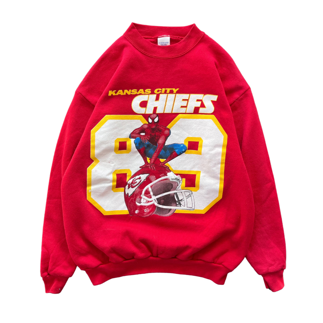 WESTSIDE STOREY VINTAGE | VINTAGE 90S ANDRE RISON SPIDERMAN 89 KC CHIEFS SWEATSHIRT - RED - Westside Storey