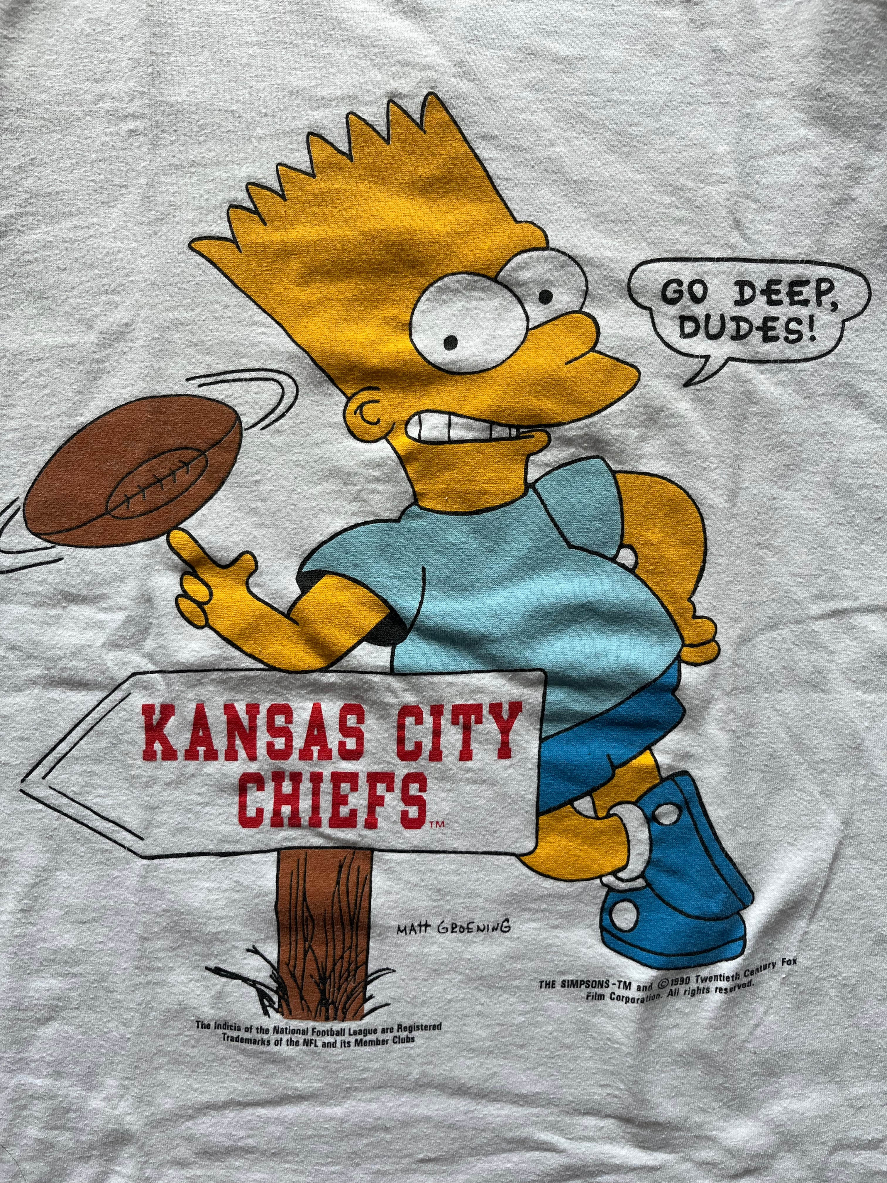 WESTSIDE STOREY VINTAGE | VINTAGE 1990 BART SIMPSON KC CHIEFS T-SHIRT - Westside Storey