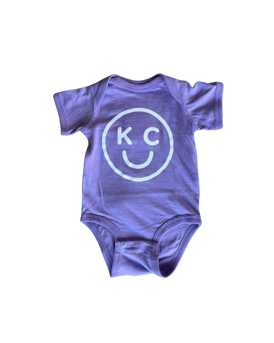 BELLBOY | KIDS KC SMILEY ONESIE - PURPLE - Westside Storey