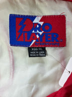 WESTSIDE STOREY VINTAGE | VINTAGE 90S KC CHIEFS EMBROIDERED SPELLOUT PROPLAYER WINDBREAKER JACKET - BLACK/WHITE - Westside Storey