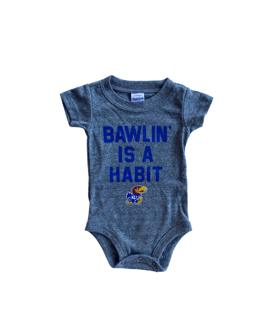 CHARLIE HUSTLE | KIDS KU BAWLIN' IS A HABIT ONESIE - GREY - Westside Storey