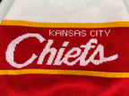 WESTSIDE STOREY VINTAGE | VINTAGE 90S CLIFF ENGLE KC CHIEFS KNIT SWEATER- WHITE/RED - Westside Storey