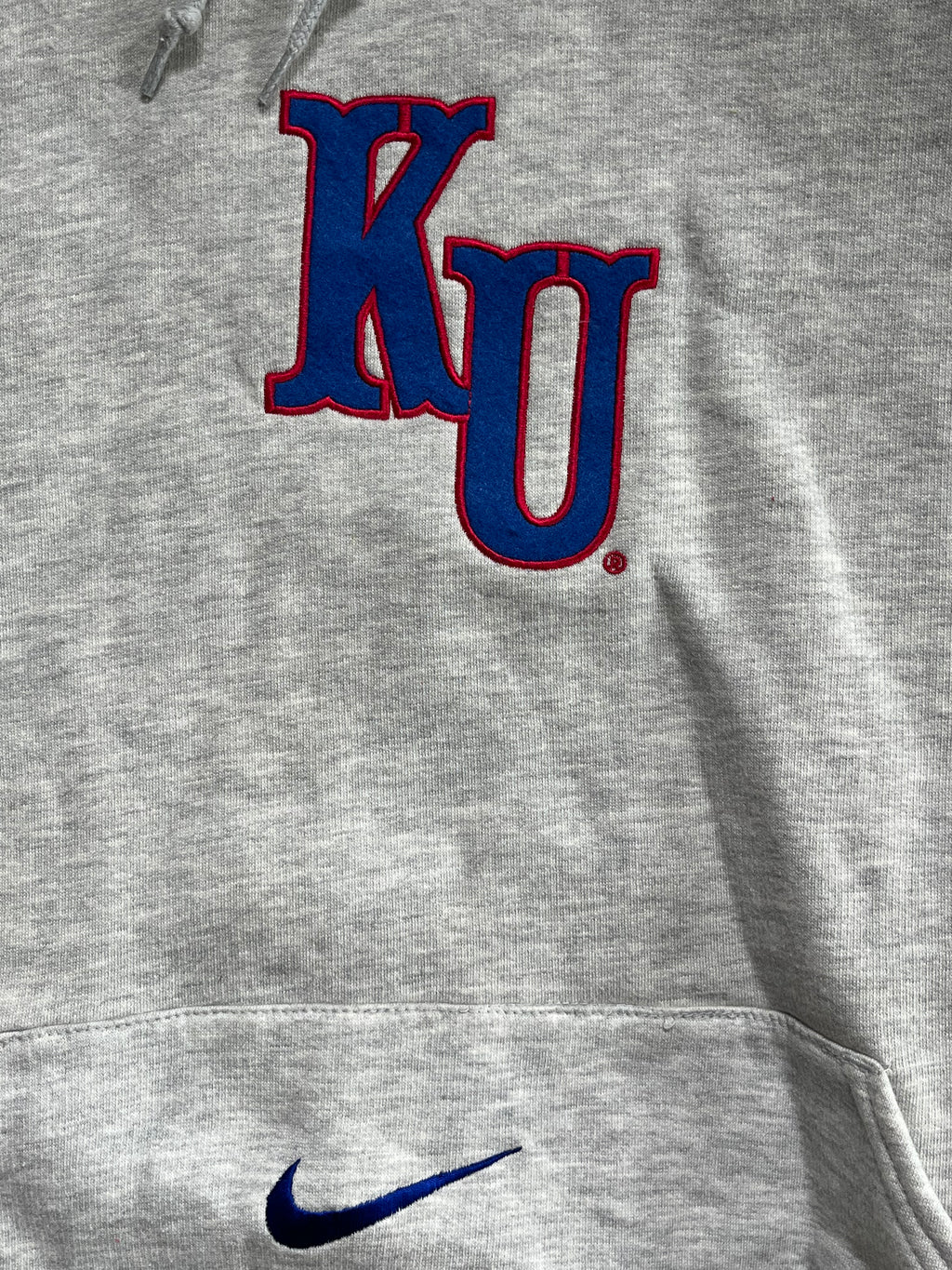 WESTSIDE STOREY VINTAGE | VINTAGE 90S KU JAYHAWKS NIKE MIDDLE SWOOSH DEADSTOCK NWT GREY HOODIE SWEATSHIRT - Westside Storey
