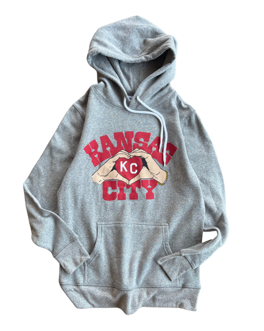 CHARLIE HUSTLE | KC HEART HANDS HOODIE - GREY - Westside Storey