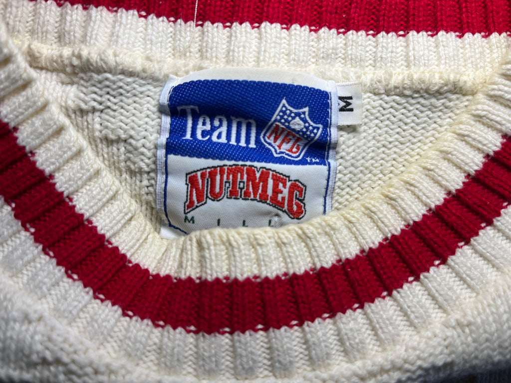 WESTSIDE STOREY VINTAGE | VINTAGE 90S NUTMEG RARE GREAT CONDITION KC CHIEFS KNIT SWEATER- IVORY - Westside Storey